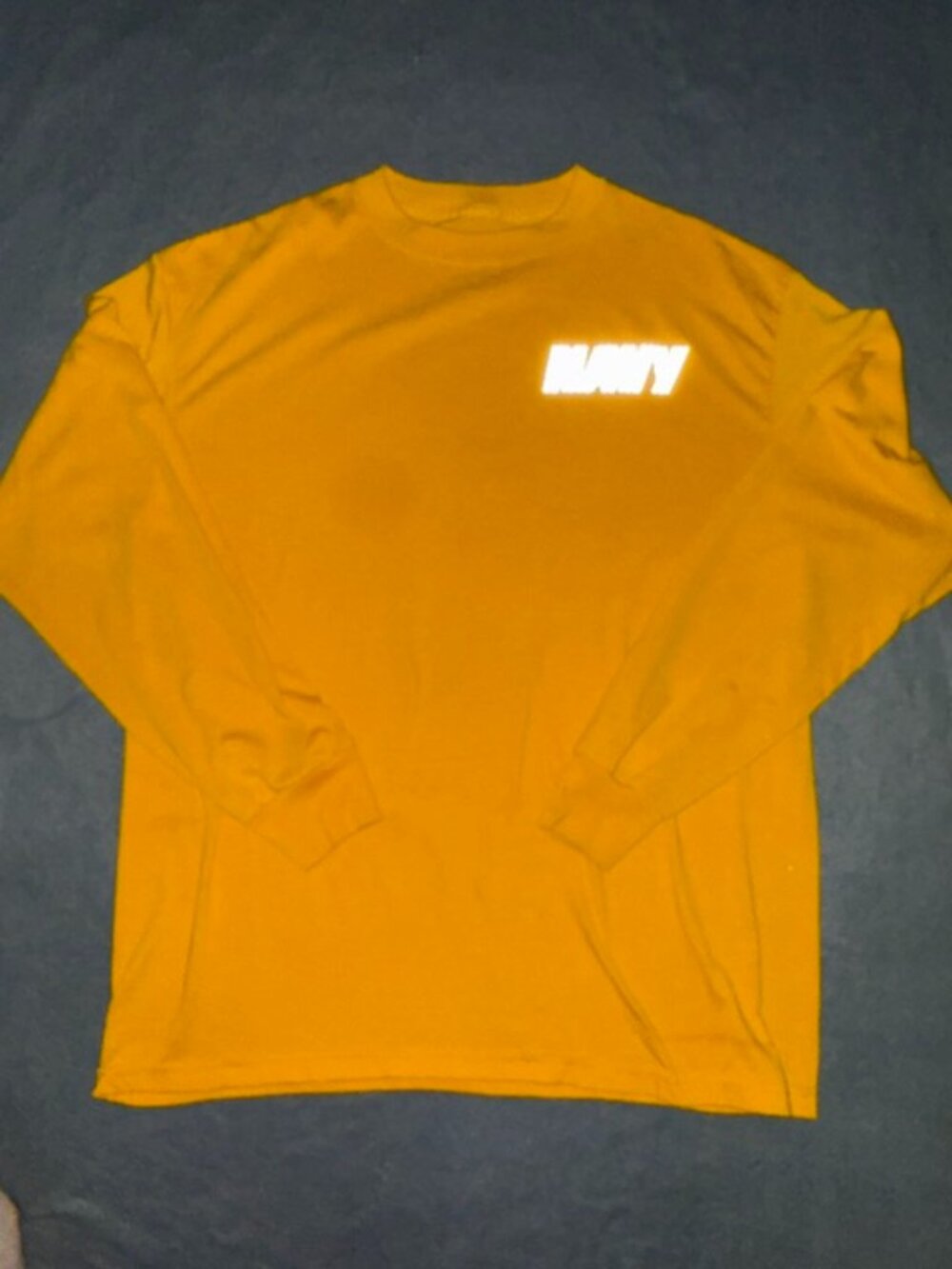 U.S. Navy Originals Long Sleeve Shirt Yellow Size L Reflective Print Military